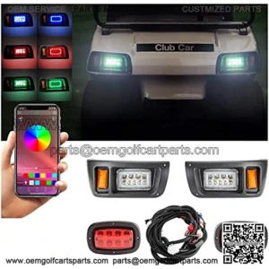 Golf Cart Deluxe LED Light Kit with Daytime Running Light Turn Signal Function Fits for Club Car DS with Headlight Taillight Brake Light Horn Turn Signal Assembly Upgrade Replacement