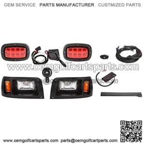 Golf Cart LED Headlight and Tail Light Kits for Club Car DS Carts (12V-48V), Super Bright With Turn Signals Kits, Brake Lights, Hazard Light Switch, Horn, Safe Daytime Running Lights