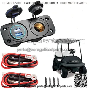 Golf Cart Cigarette Lighter Outlet & Quick Charge 3.0 DC 12V Input Waterproof USB Charger Power Socket Adapter Dual USB Ports Panel Universal for EZGO Club Car Yamaha Golf Cart Models