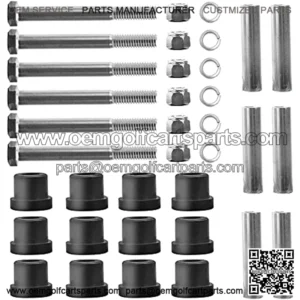 Golf Cart Front Rear Leaf Spring & Front Upper A Arm Suspension Bushing and Sleeve & Screw Kit for Club Car DS Gas & Electric 1992 Up