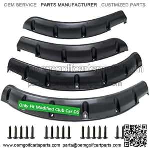 Golf Cart 4 Fender Flares-2 Front and 2 Rear fit Club Car DS Precedent,Yamaha G22 G29,EZGO RXV and TXT with Stainless Steel Screw kit