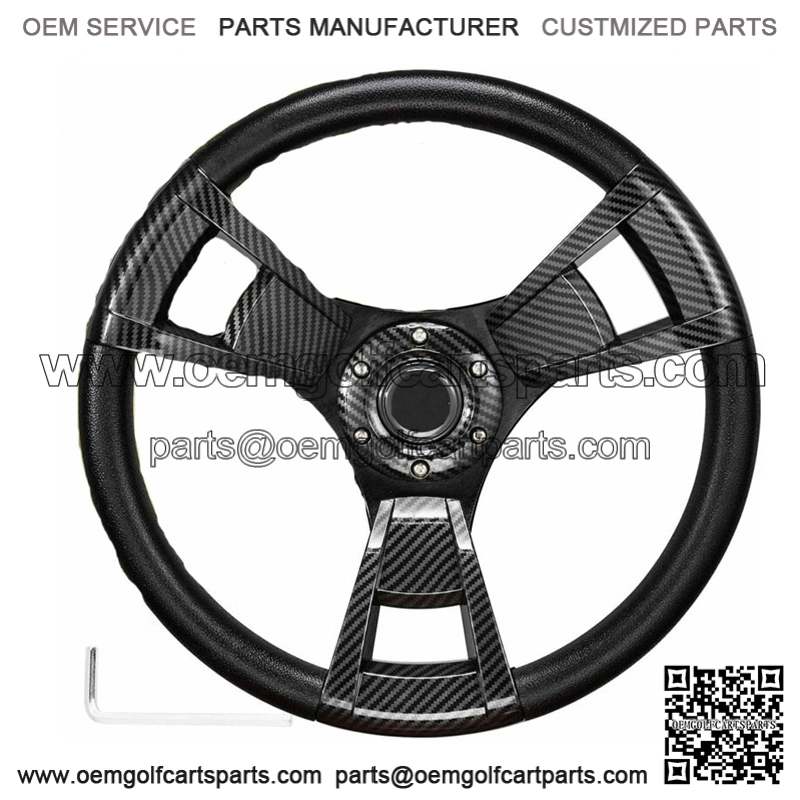 Black & Carbon Fiber Racing Golf Cart Steering Wheel 12.5" EZGO, Club Car Yamaha