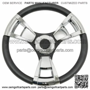 Gussi Model 13 Black/Chrome Steering Wheel for EZGO & STAR Golf Carts