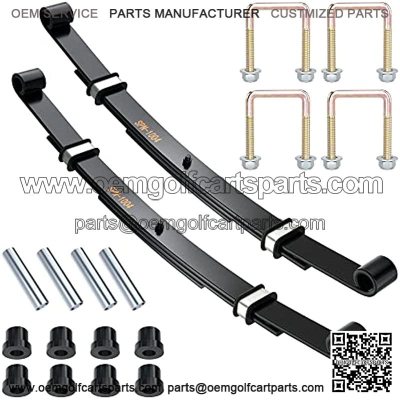 Golf Cart 3 Leaf Rear Spring Kit for EZGO TXT Medalist 1994.5-up, with Bushings Sleeves & U Bolts, OEM# 70247-G01 70474-G01 70505-G01 603109