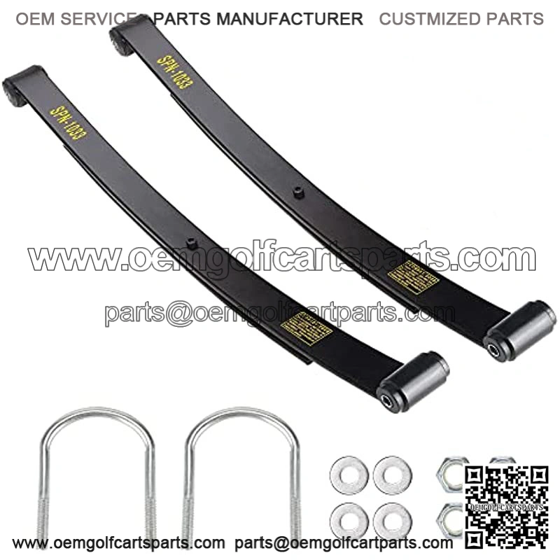 Heavy Duty Dual Action Rear (2-Leaf) Leaf Springs Set with Bushing Kit U Bolts Nuts Fits EZGO RXV Golf Cart 2008 & Up, 2-Pack