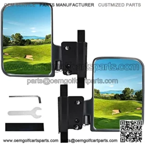 Only Fit 0.75 & 1 Inch Square Strut, No-Drilling Required Golf Cart Side Mirror Kit for EZGO Yamaha Club Car Star Zone Carts Adjustable One Pair Golf Cart Folding Rear View Mirrors Set