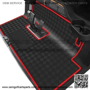 Golf Cart Mat Full Coverage Floor Liner for Club Car Precedent (2004-2022), Onward & Tempo (2017-2022), Villager & V4L (2019-2022), Non-Slip and Easy to Clean - Black Trim/Red Trim