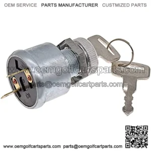 for Golf Cart Key Switch for EZGO for Golf Cart Ignition Switch 17421G1, 2 Prong 4 Key Free Terminals & Carabiner