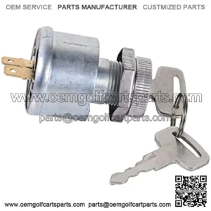 EZGO Golf Cart Ignition Switch 17421G1, 2 Prong 4 Key Free Terminals & Carabiner