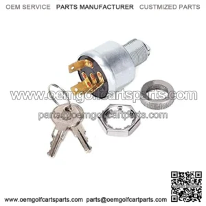 Golf Cart EZGO Ignition Switch with 2 Keys OEM#33639G01, Four Spade Terminal Key Switch for Use on Lights E-Z-GO G&E All Years