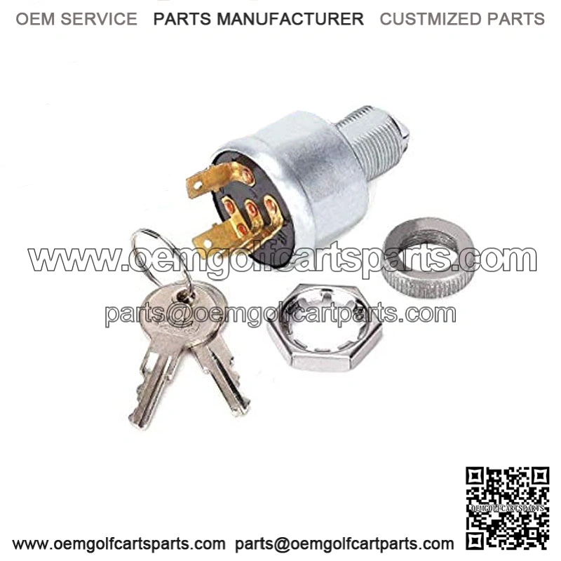 Golf Cart EZGO Ignition Switch with 2 Keys OEM#33639G01, Four Spade Terminal Key Switch for Use on Lights E-Z-GO G&E All Years