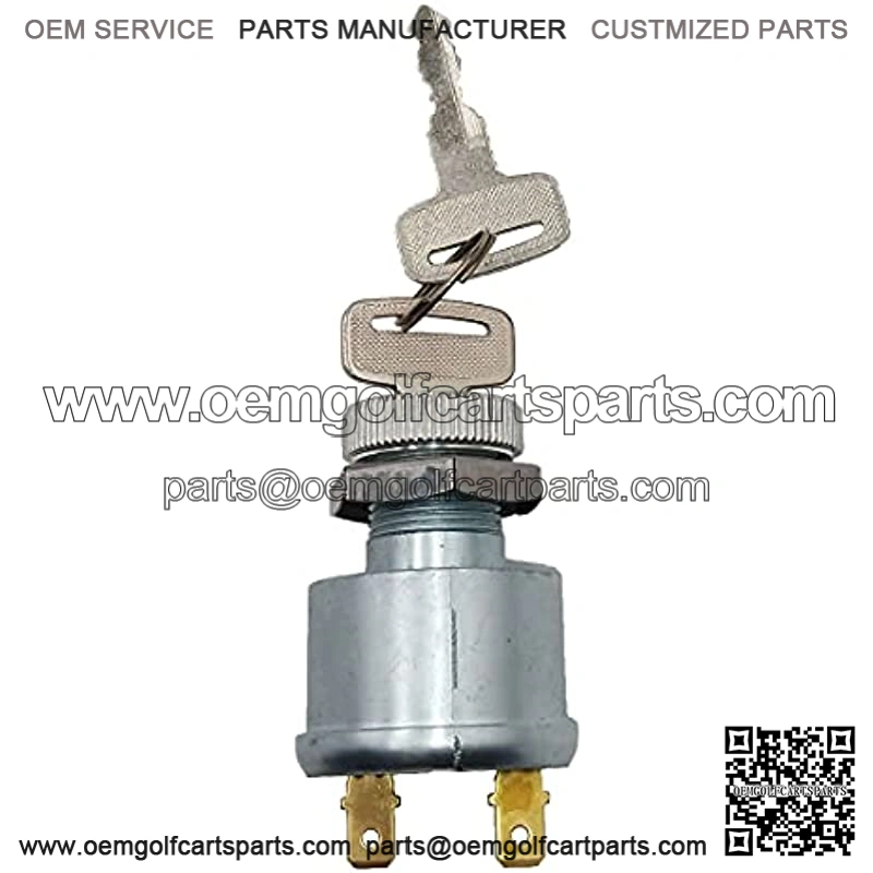 Ignition Switch 17421G1 fit for EZGO Golf Cars 2 Terminal Gas-Electric ON-Off, 2 Prong 4 Key Free Terminals & Carabiner
