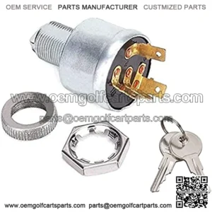EZGO TXT Ignition Switch with 2 Keys, Four Spade Terminal Key Switch for Use on E-Z-GO G&E All Years | PN#33639-G01