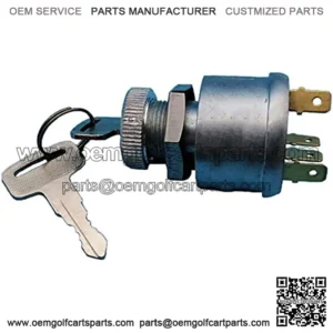Ignition Key Switch & Keys Compatible with EZGO Golf Cart 33639G01 33639-G01 Gas Electric 4 Terminals with Factory Lights 1981 & Up 3 Positions Off On On-Lights New Z522
