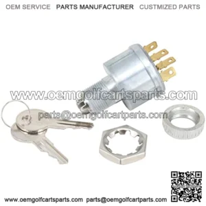 Golf Cart Starter Ignition Switch and Key Kit for EZGO, with 2 Standard Keys, 4 Terminals, OEM# 33639-G01 33639G01