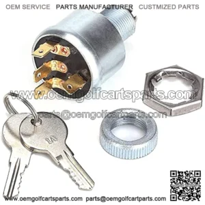 Golf Cart EZGO Ignition Switch and Key 33639G03, 4 Prong Uniquely Keyed Ignition Switch for EZGO TXT & RXV All Years