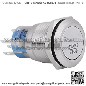 Engine Start Switch, Universal 12V Waterproof Car LED Engine Start Push Button Switch Ignition Starter with 19mm Mounting Hole(Silver)