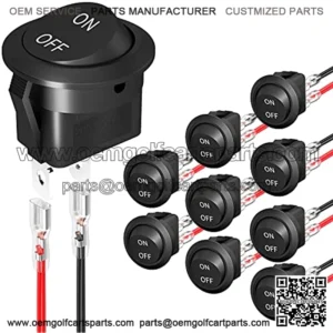 Round Rocker Switch 12V ON Off Switch 12 Volt DC Circle Toggle Switch 2 Pin SPST 6A/250V 10A/125V AC 20MM Mini Rocker Switch with Wires for Auto Car Marine Boat -10Pcs