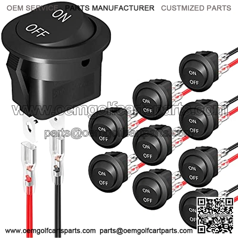 Round Rocker Switch 12V ON Off Switch 12 Volt DC Circle Toggle Switch 2 Pin SPST 6A/250V 10A/125V AC 20MM Mini Rocker Switch with Wires for Auto Car Marine Boat -10Pcs