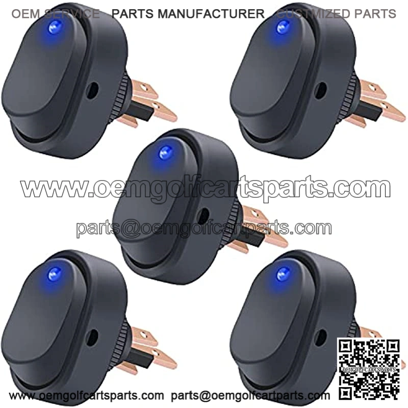 Twidec/5Pcs LED Lighted Rocker Switch Toggle 12V 30A SPST 3 Pin On-Off Blue Round Dot Switch for Car Boat Marine ASW-20D-BU