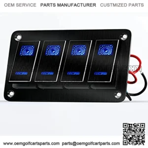 RV Toggle Rocker Switch Panel Brushed Metal 4 Gang Aluminum ON/Off Switches Blue Backlit Switch for Pickup Automotive Car Marine Boat Black??