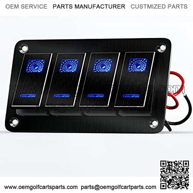 RV Toggle Rocker Switch Panel Brushed Metal 4 Gang Aluminum ON/Off Switches Blue Backlit Switch for Pickup Automotive Car Marine Boat Black??