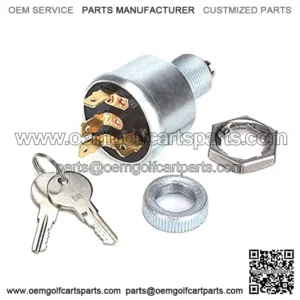 Golf Cart Ignition Switch for EZGO 1968-up with Factory Lights Gas & Electric, 3-Way 4-Terminal with 2 Standard Keys, OEM# 33639-G01 33639G01