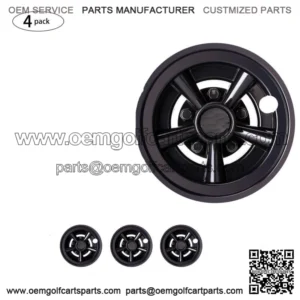 4X Golf Cart Hub Caps Wheel Covers for 8" Wheel EZGO Club Car Yamaha Black
