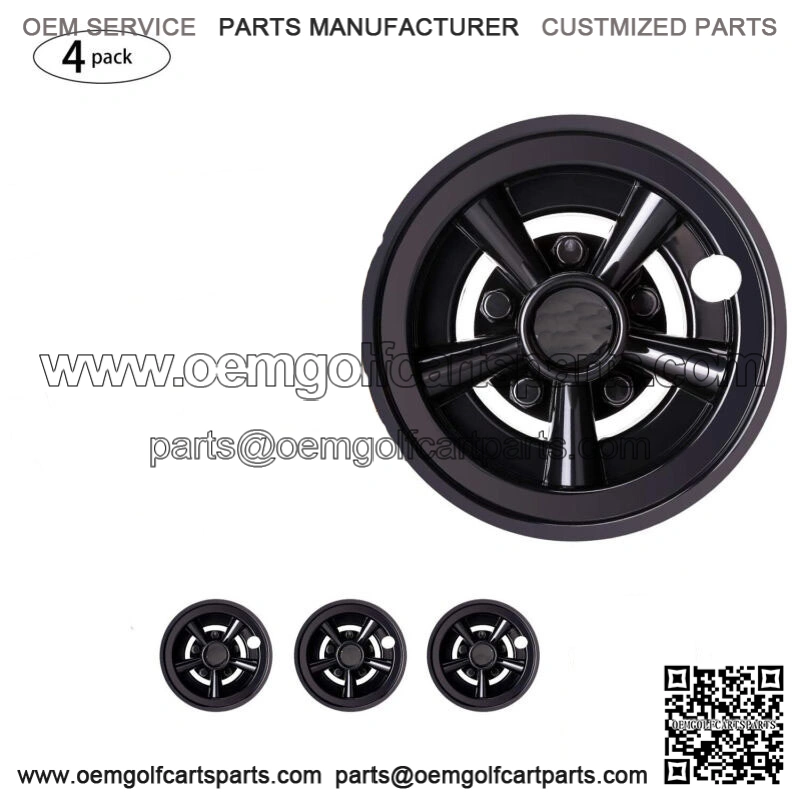 4X Golf Cart Hub Caps Wheel Covers for 8" Wheel EZGO Club Car Yamaha Black