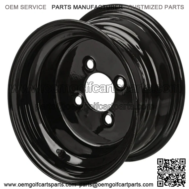 Revenge 10x7 Glossy Black Steel Golf Cart Wheel 3:4 Offset