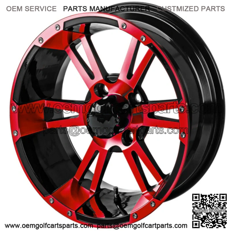 Revenge 12x7 Raptor Black & Red Golf Cart Wheel 3:4 Offset