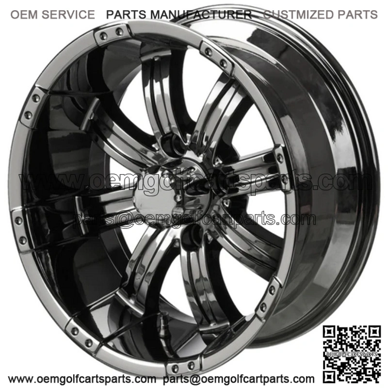 Revenge 12x7 Casino Black Mirror Golf Cart Wheel 3:4 Offset