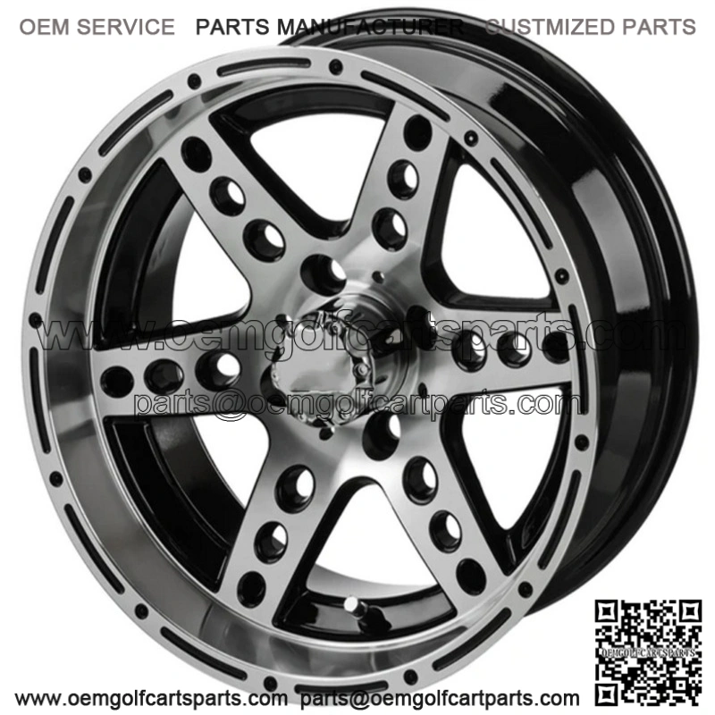 Revenge 14x7 Chaos Black & Machined Golf Cart Wheel 3:4 Offset