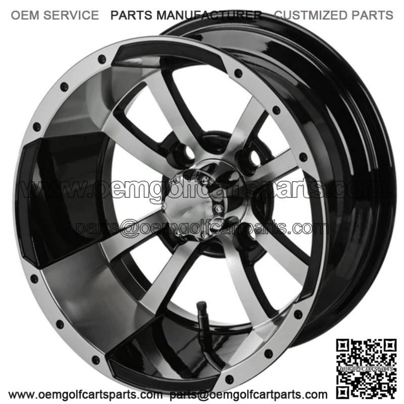Revenge 15x7 Maltese Black & Machined Golf Cart Wheel 3:4 Offset