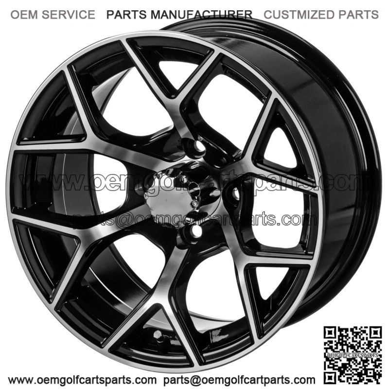 Revenge 14x7 Ninja Black & Machined Golf Cart Wheel 3:4 Offset