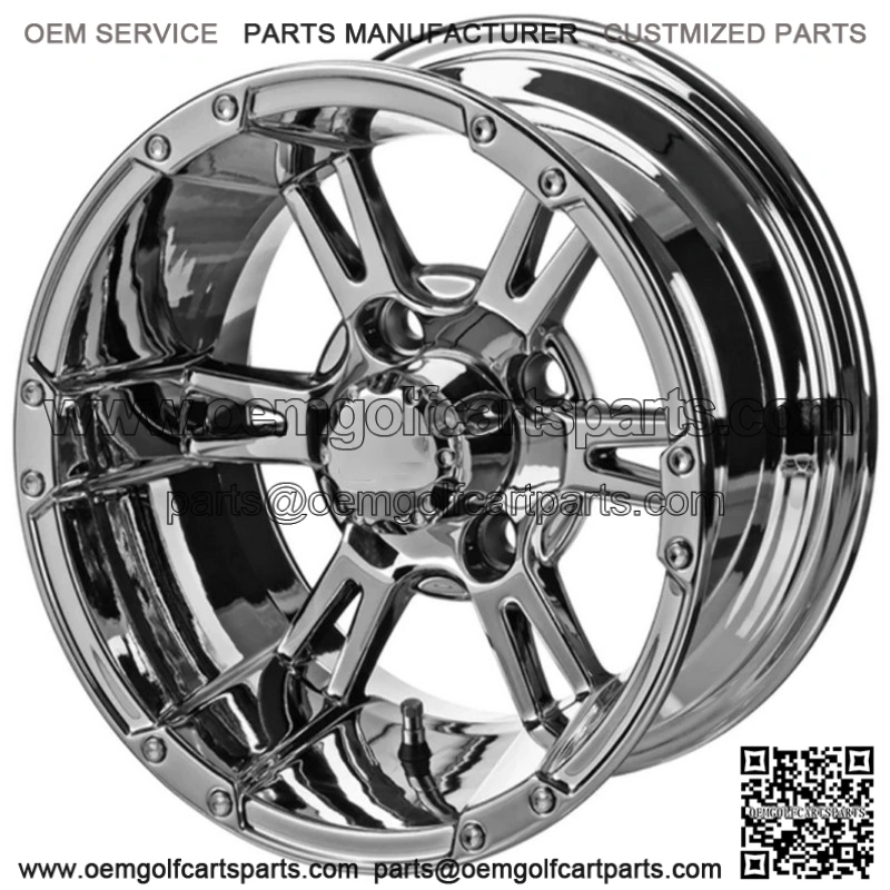 Revenge 12x7 Raptor Chrome Mirror Golf Cart Wheel 3:4 Offset
