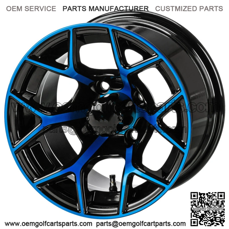 Revenge 14x7 Ninja Black & Blue Golf Cart Wheel 3:4 Offset