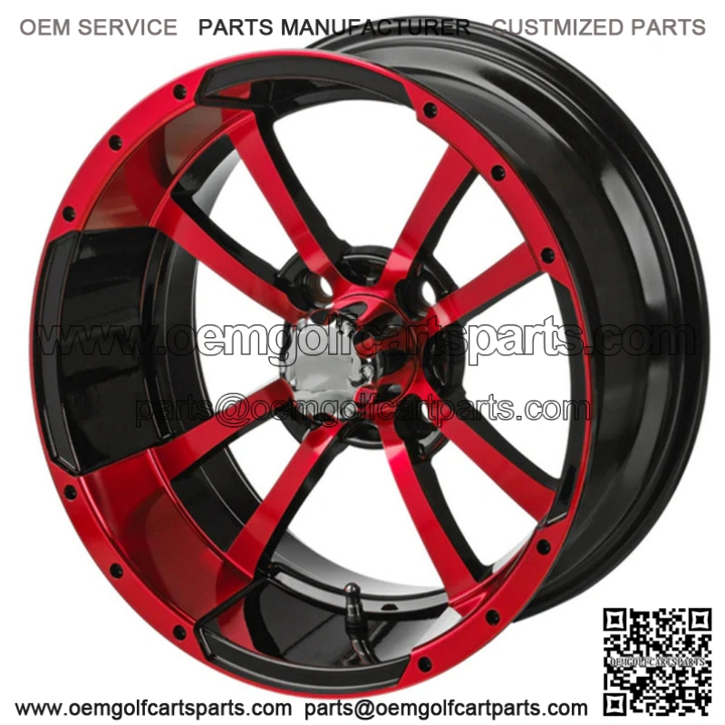Revenge 12x7 Maltese Cross Black & Red Golf Cart Wheel 2:5 Offset