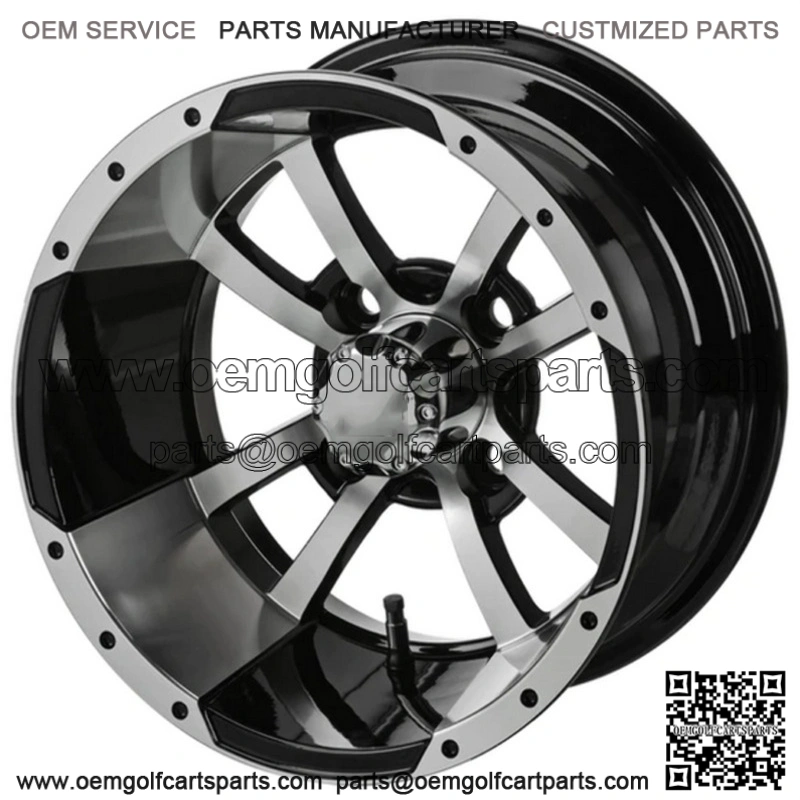 Revenge 12" Maltese Cross Black & Machined Golf Cart Wheel 2:5 Offset