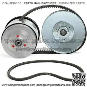 Golf Cart Primary Drive Clutch + Secondary Driven Clutch + 2pcs Drive Belts for Club Car DS 1997-Up & Precedent 2004-UP