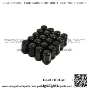 16PC EZ-GO CLUB CAR GOLF CART BLACK LUG NUTS 1/2"-20 CLOSED END FOR GOLF CARTS