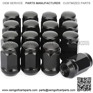 Golf Cart Chrome Wheel Lug Nut, 1/2-20 Size for EZGO & Club Car (16 Pack Black Closed End Lug Nuts)