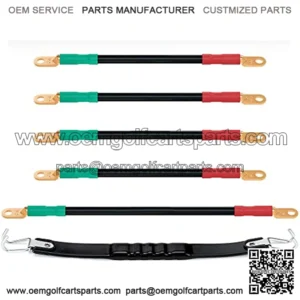 Golf Cart Battery Cables Wiring Kit for 36 Volt & 48 Volt EZGO TXT 1994 & UP, 5 PCS Golf Cart Battery Cables 4 Gauge with Free Golf Cart Battery Lifting Strap