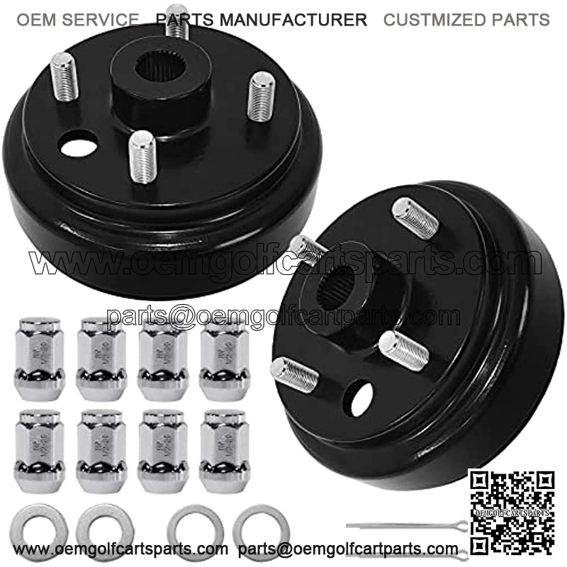 21807G1 1 Inch Large Hole 30 Teeth Golf Cart Brake Drum Hub Assembly with Nuts for EZGO 1992-up with 4 Cycle Gas Engines, Replace OEM 21807-G1 41843-94 (2 Packs)