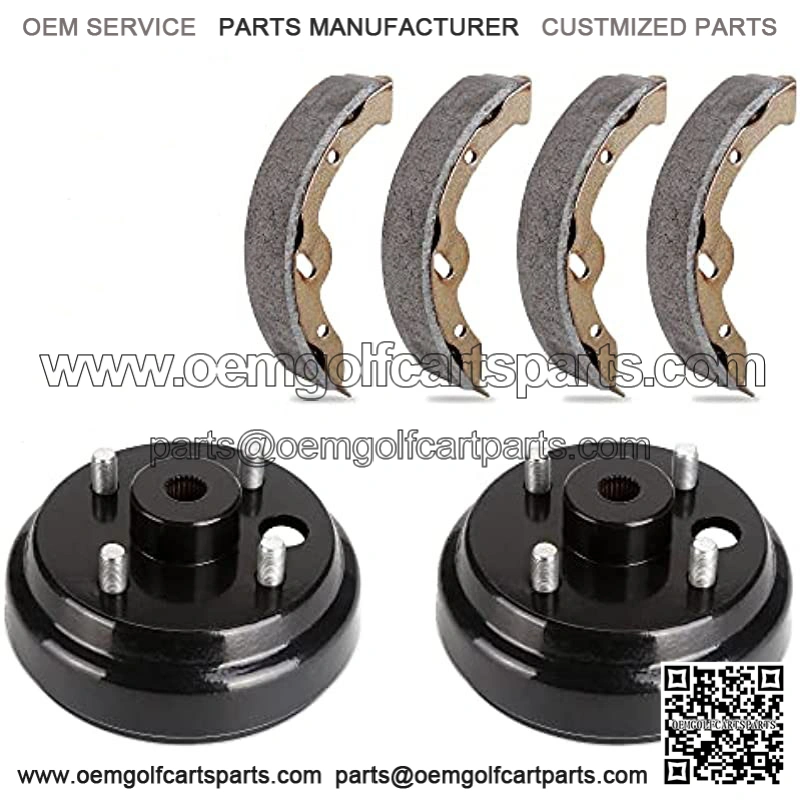 Golf Cart Brake Drums & Brake Shoes Kit for EZGO TXT 1996-up Electric Vehicles, Replace OEM 70794G01 70795G01 27943G01 27945G01