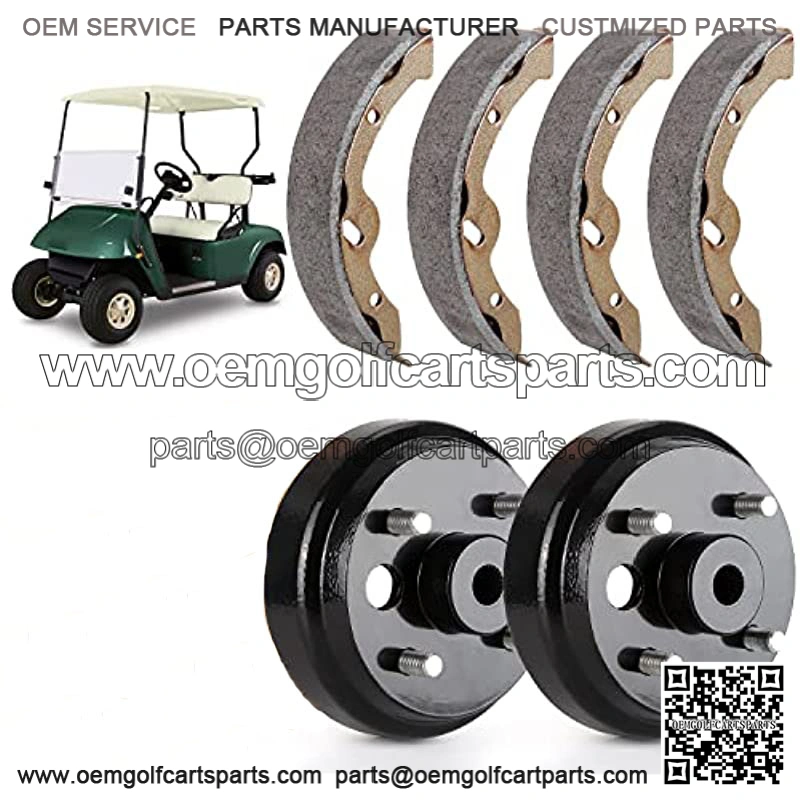 Golf Cart EZGO Brake Maintenance Kit for 1997-Up Electric EZGO TXT PDS,Incl. Brake Hub Drums & Brake Pads/Shoes, OEM# 19186G1, 70794G01, 70795G01, 27943G01(NOT FIT Gas Models)