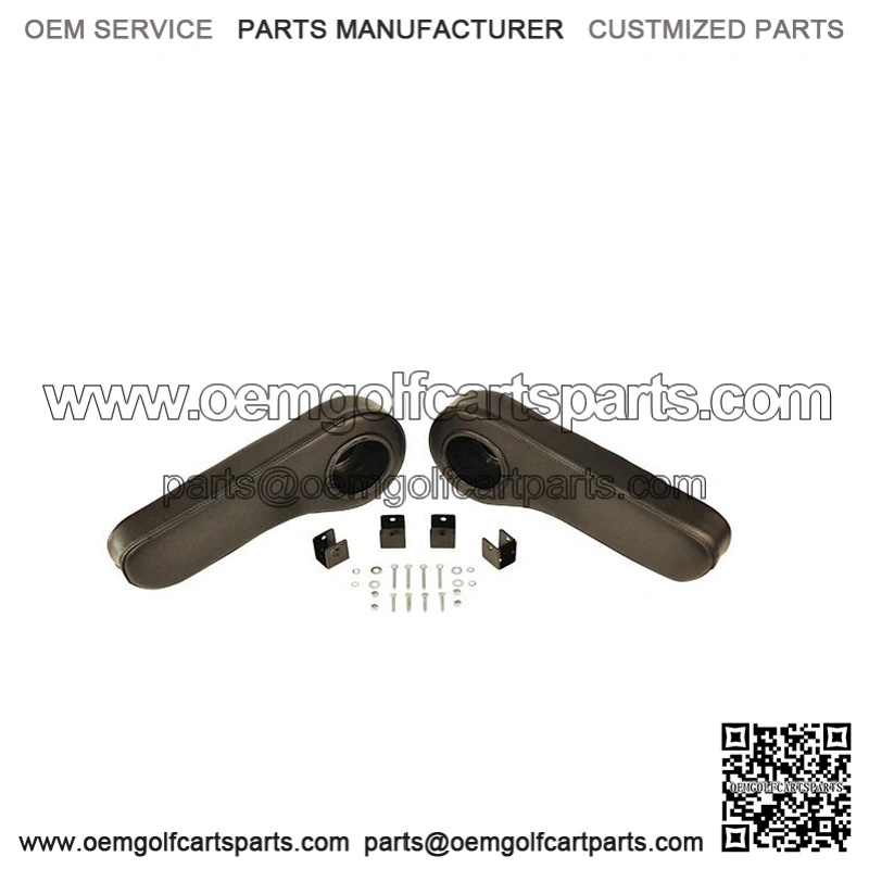 Black Golf Cart Rear Seat Arm Rests w/ Cup Holders- No Drilling Required!!!