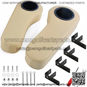 Golf Cart Armrest with Cup Holder for EZGO Club Car Yamaha - Upgrade Support Frame/No Drilling Required - Just Only Fit 1.0" Square Tube Frame