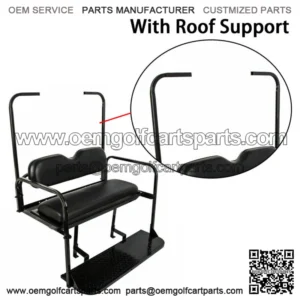 For 1995-UP EZGO TXT Golf Cart Flip Folding Rear Back Seat Kit - Black Cushions