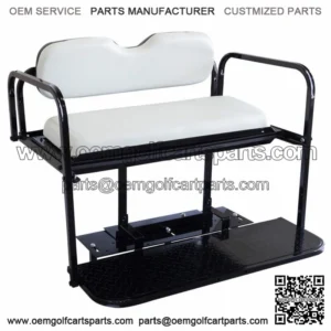 EZGO TXT Golf Cart Flip Folding Rear Back Seat Kit - Oyster White Cushions